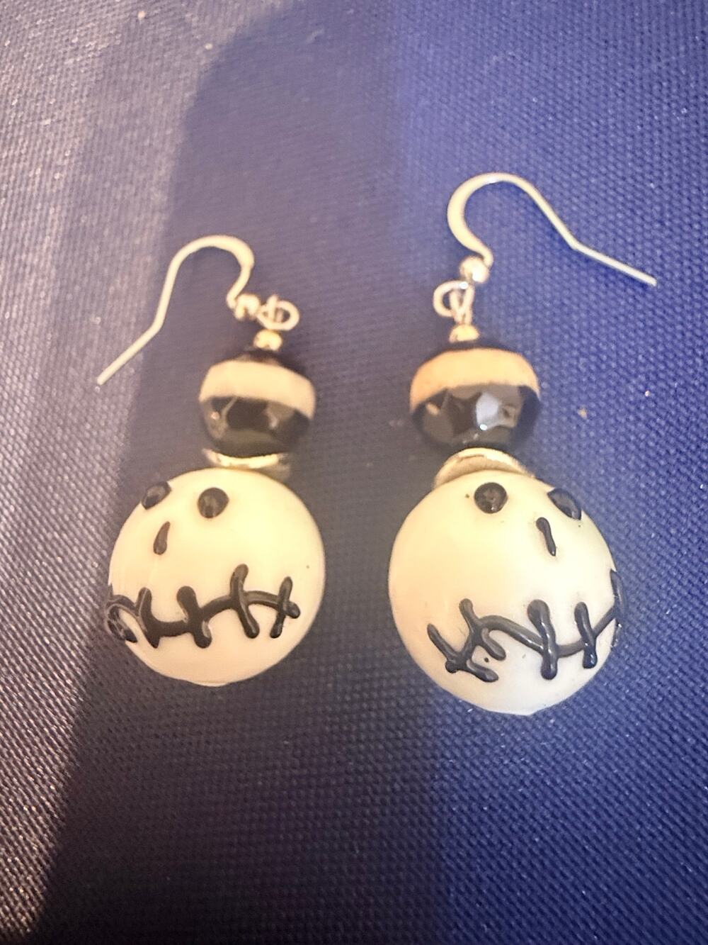 Vintage Halloween Glass Skull Hook Earrings